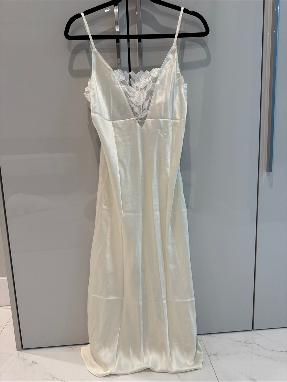 intimissimi Ivory Silk Lace-Trim Long Slip